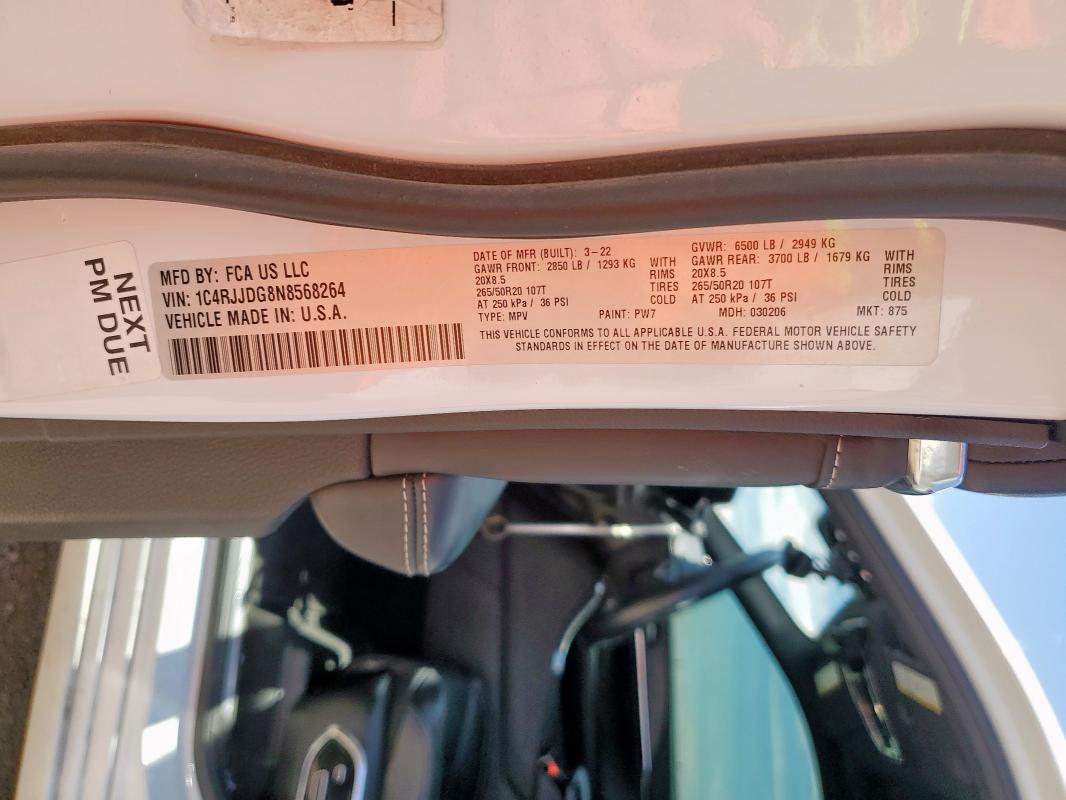 2022 JEEP GRAND CHER 1C4RJJDG8N8568264