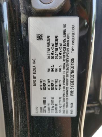 2022 TESLA MODEL 3 5YJ3E1EB7NF304935