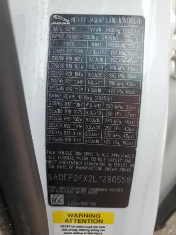 2020 JAGUAR E-PACE SE SADFP2FX2L1Z86558
