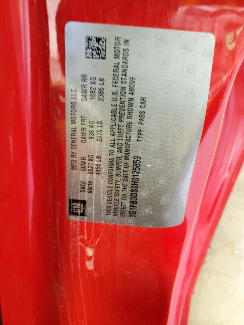 2017 CHEVROLET CAMARO LT 1G1FB3DS0H0125859
