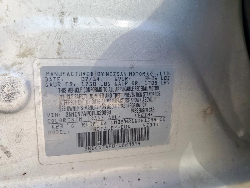 2015 NISSAN VERSA S 3N1CN7AP0FL829894