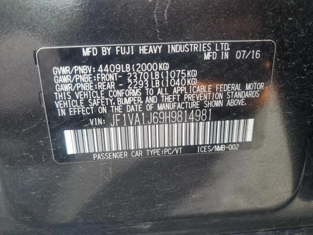 2017 SUBARU WRX LIMITE JF1VA1J69H9814981