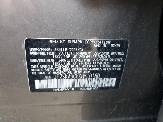 2019 SUBARU FORESTER L JF2SKAUC8KH510180