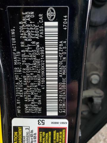 2019 TOYOTA CAMRY XSE 4T1B61HK6KU214985