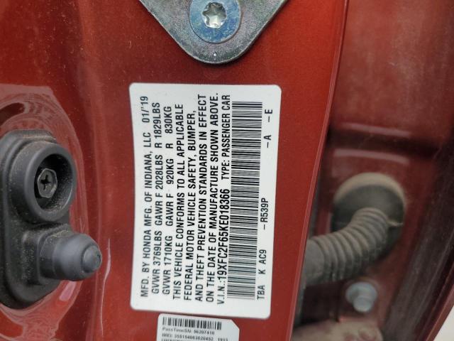 2019 HONDA CIVIC LX 19XFC2F65KE018366