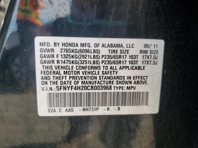 2012 HONDA PILOT LX - 5FNYF4H20CB003968