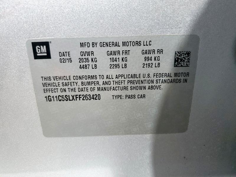 2015 CHEVROLET MALIBU 1LT 1G11C5SLXFF263420
