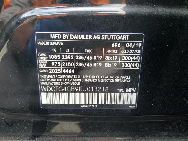 2019 MERCEDES-BENZ GLA 250 4MATIC WDCTG4GB9KU018218