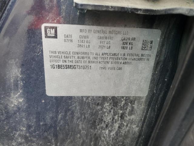 2016 CHEVROLET CRUZE LT 1G1BE5SM5G7310761