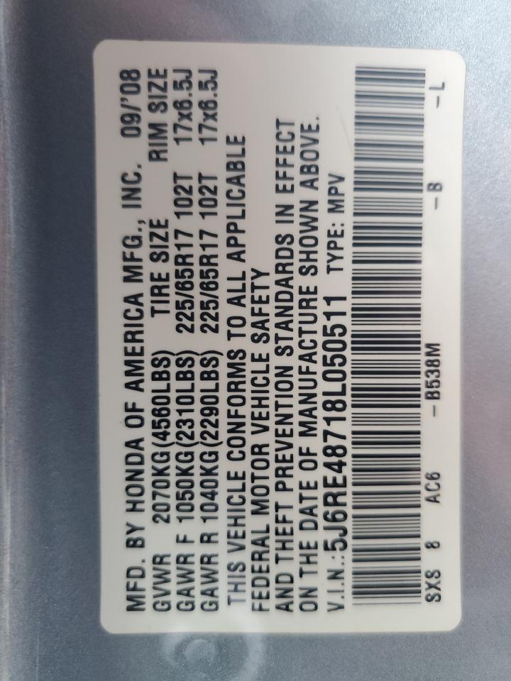 Lot #3304636956 2008 HONDA CR-V EXL