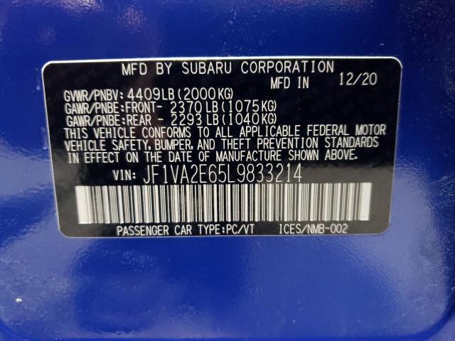 2020 SUBARU WRX STI JF1VA2E65L9833214