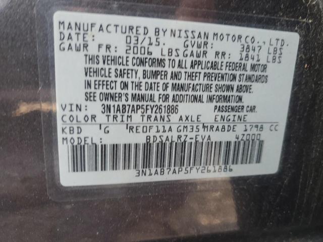 2015 NISSAN SENTRA S 3N1AB7AP5FY261886