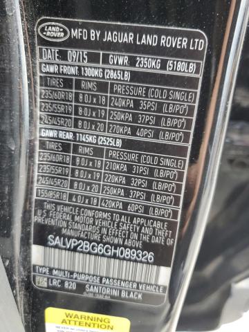 2016 LAND ROVER RANGE ROVE - SALVP2BG6GH089326