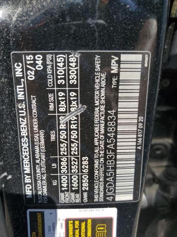 2015 MERCEDES-BENZ ML 350 4MA 4JGDA5HB3FA548834