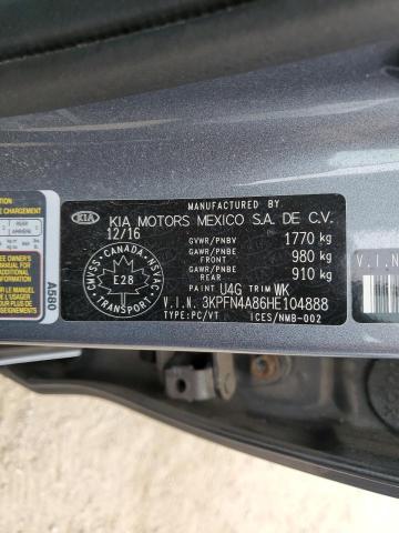 2017 KIA FORTE EX 3KPFN4A86HE104888