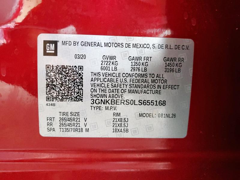 2020 CHEVROLET BLAZER RS 3GNKBERS0LS655168