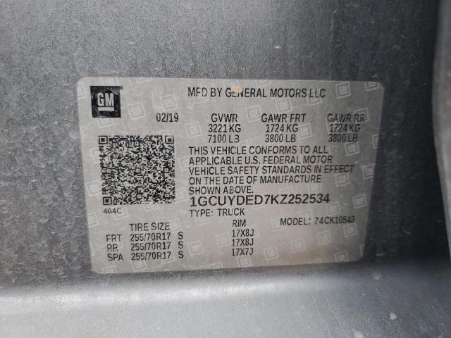 2019 CHEVROLET SILVERADO - 1GCUYDED7KZ252534