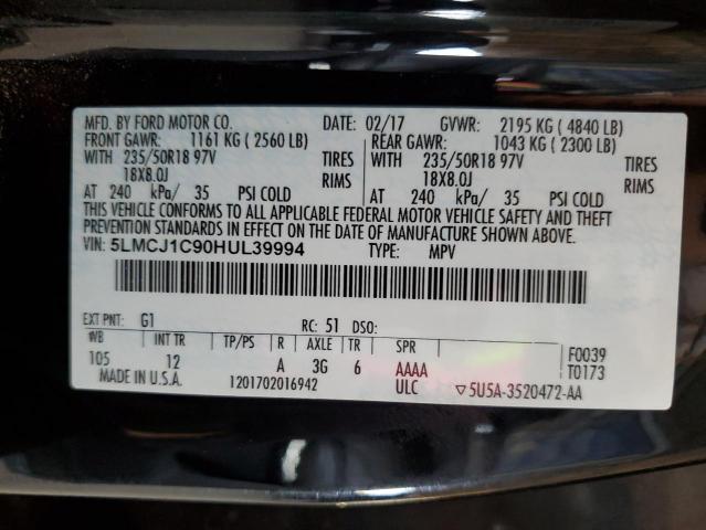 2017 LINCOLN MKC PREMIE 5LMCJ1C90HUL39994