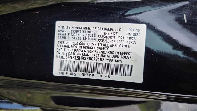 2015 HONDA ODYSSEY TO 5FNRL5H9XFB077192