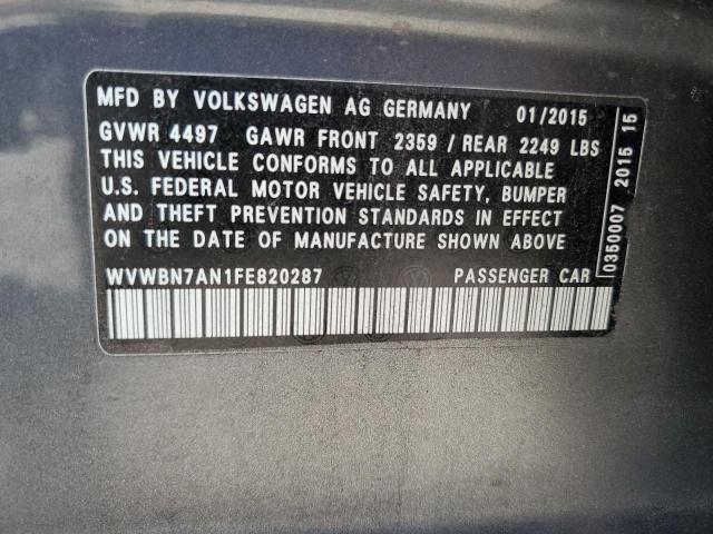 2015 VOLKSWAGEN CC SPORT WVWBN7AN1FE820287