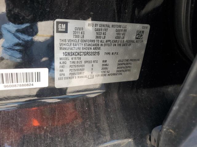 2016 CHEVROLET TAHOE K1500 LTZ 1GNSKCKC7GR320215