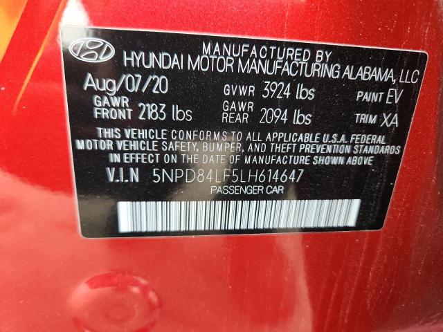 2020 HYUNDAI ELANTRA SE 5NPD84LF5LH614647