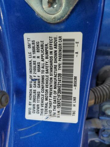 2017 HONDA CIVIC EX 19XFC1F39HE214139