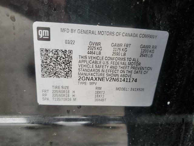 2022 CHEVROLET EQUINOX PR 2GNAXNEV2N6141174