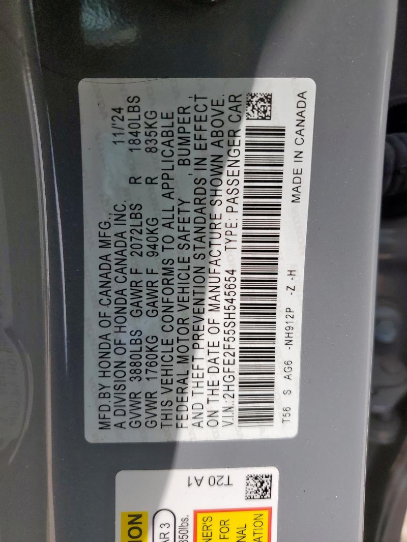 2025 HONDA CIVIC SPOR - 2HGFE2F55SH545654
