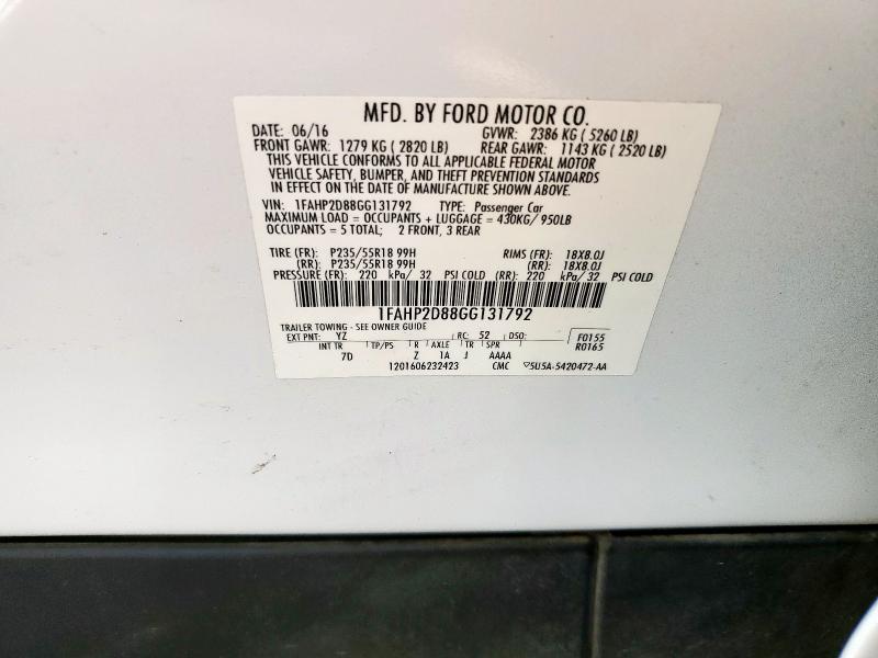 2016 FORD TAURUS SE 1FAHP2D88GG131792