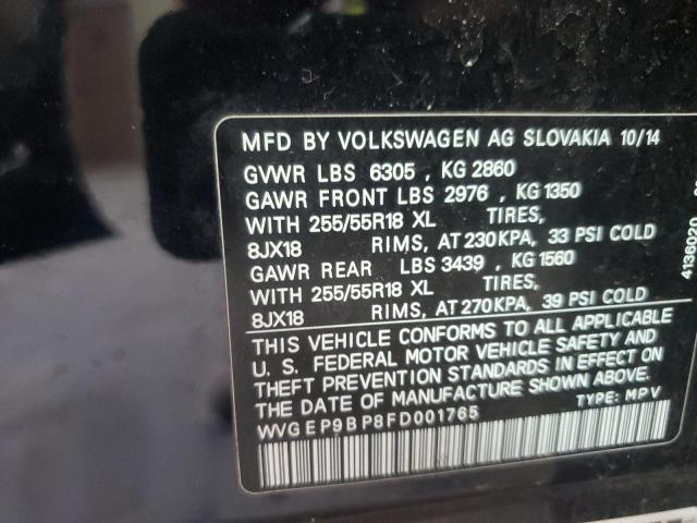 2015 VOLKSWAGEN TOUAREG V6 - WVGEP9BP8FD001765