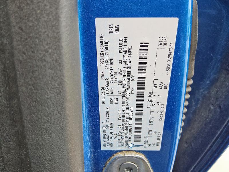 2020 FORD ESCAPE SE - 1FMCU0G61LUB30244