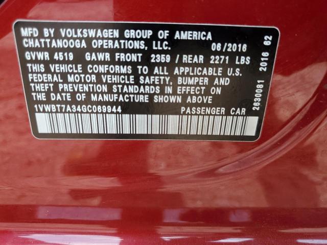 2016 VOLKSWAGEN PASSAT SE 1VWBT7A34GC069944