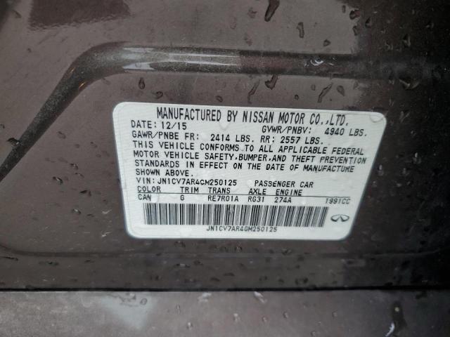 2016 INFINITI Q50 BASE - JN1CV7AR4GM250125