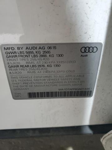 2016 AUDI Q5 PREMIUM WA1D7AFP8GA014461