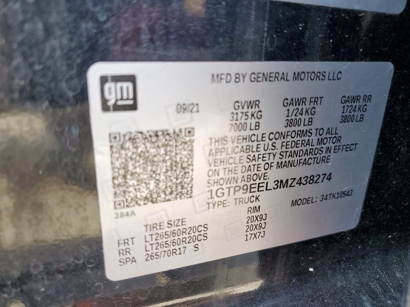 2021 GMC SIERRA K15 1GTP9EEL3MZ438274
