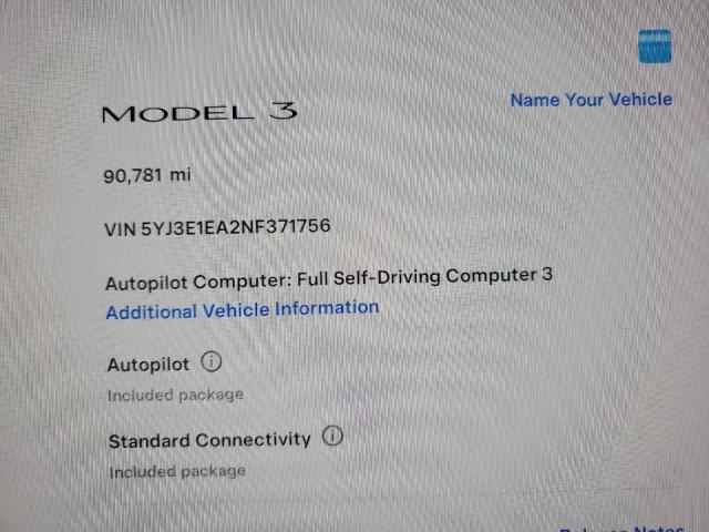 2022 TESLA MODEL 3 5YJ3E1EA2NF371756