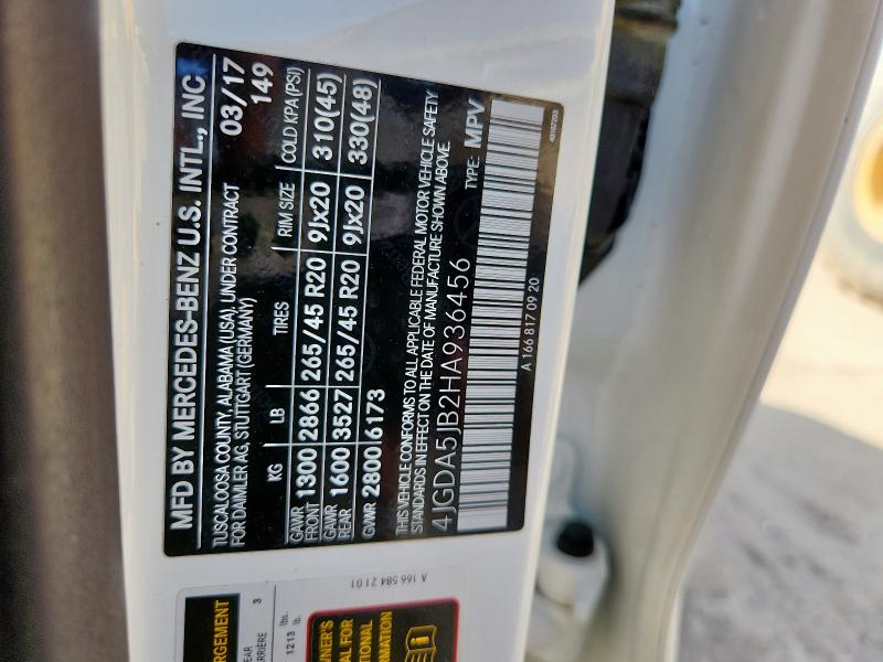 2017 MERCEDES-BENZ GLE 350 4JGDA5JB2HA936456