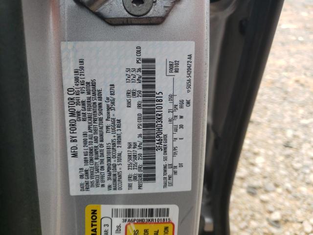 2019 FORD FUSION SE 3FA6P0HD3KR101815