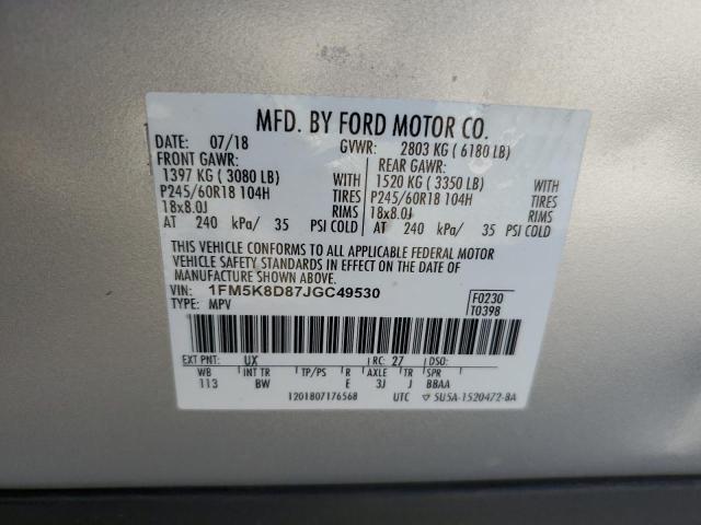 2018 FORD EXPLORER X 1FM5K8D87JGC49530