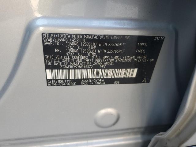 2017 TOYOTA RAV4 XLE 2T3WFREV7HW346572