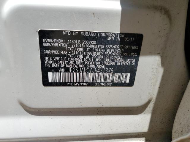 2018 SUBARU FORESTER 2 JF2SJABC7JH431376