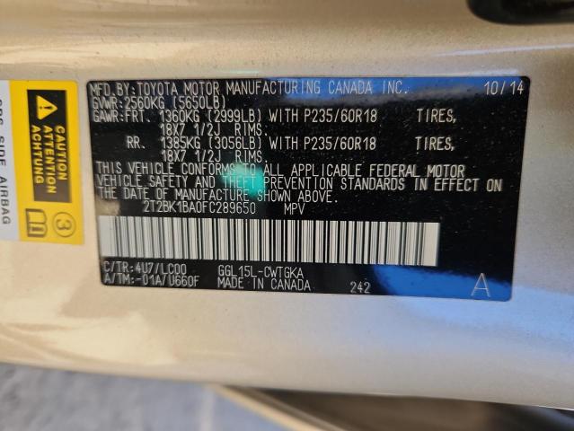 2015 LEXUS RX 350 BAS 2T2BK1BA0FC289650