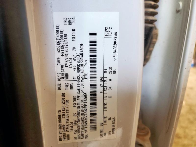 2019 FORD F350 SUPER - 1FT8W3CT3KEF76955