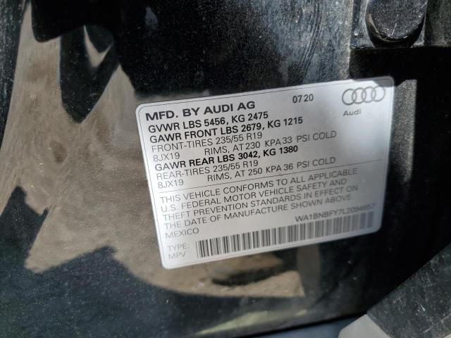 2020 AUDI Q5 PREMIUM WA1BNBFY7L2094657