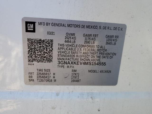 2021 CHEVROLET EQUINOX LT - 3GNAXKEV4MS154555