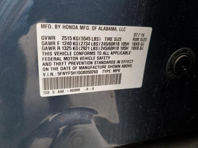 2016 HONDA PILOT LX 5FNYF5H10GB050260
