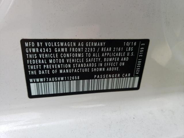 2017 VOLKSWAGEN GOLF R WVWWF7AU5HW112658