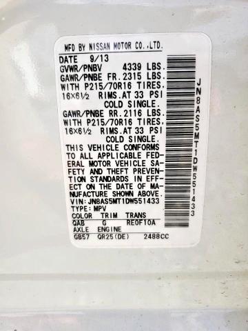 2013 NISSAN ROGUE S - JN8AS5MT1DW551433