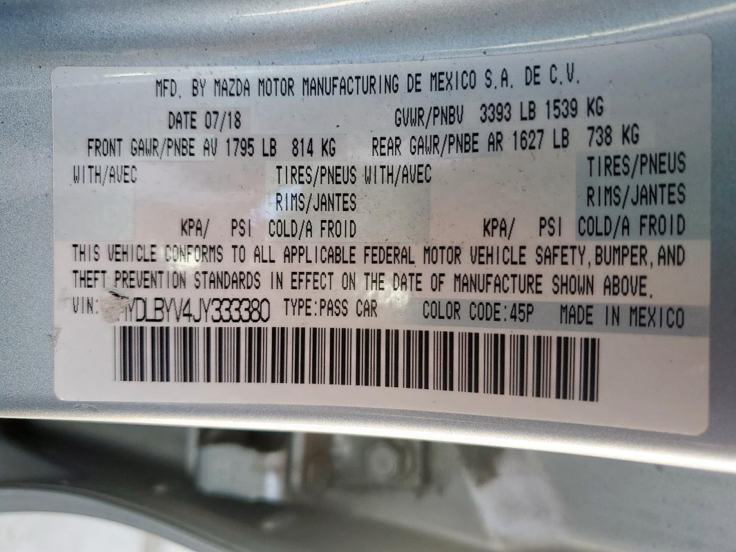 2018 TOYOTA YARIS IA 3MYDLBYV4JY333380